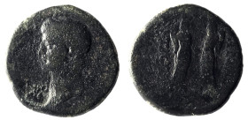 Kaisareia (AD 41-55) AE 22 - Britannicus
48 AD. KÎ›AYÎ”IOC KAICAP BPITANNIK[OC], bare head of left; behind, countermark of Mount Argaios / KAICAP ET ...