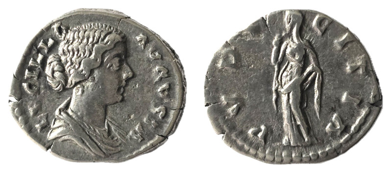 Lucilla AR Denarius. Rome, AD 164-167. LUCILLA AVGVSTA, draped bust right / PVDI...