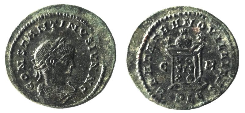 Constantine II, as Caesar AD 317-337. Lugdunum (Lyon)
Follis Æ
CONSTANTINVS IVN ...