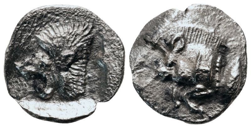 MYSIA. Kyzikos. Obol (Circa 450-400 BC).
Obv: Head of roaring lion left within i...