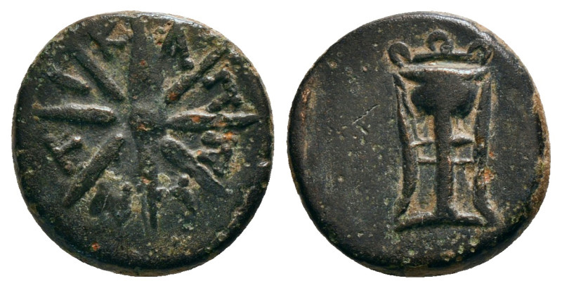 CIMMERIAN BOSPOROS. Pantikapaion. Ae (Circa 109-105 BC).
Obv: ΠANTIKAΠA.
Eight-r...