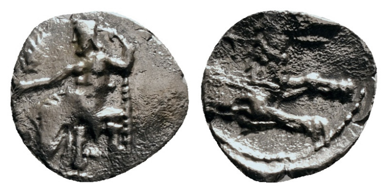 LYCAONIA. Laranda. Obol (Circa 324/3 BC).
Obv: Baal seated left on throne, holdi...