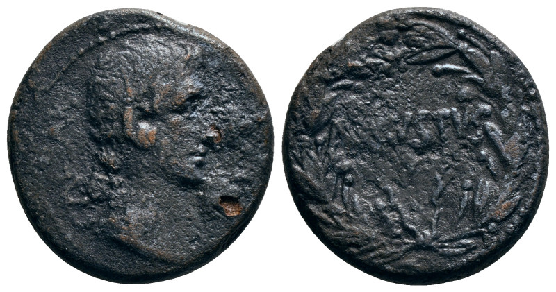 ASIA MINOR. Uncertain. Augustus (27 BC-14 AD). Ae.
Obv: CAESAR.
Bare head right....