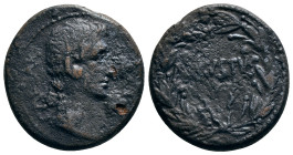 ASIA MINOR. Uncertain. Augustus (27 BC-14 AD). Ae.
Obv: CAESAR.
Bare head right.
Rev: AVGVSTVS.
Legend in one line within laurel wreath. 10,61 g - 25,...