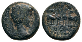 PHRYGIA. Apameia. Augustus with Gaius Caesar (27 BC-14 AD). Ae. G. Masonios Roufos, magistrate.
Obv: ΣΕΒΑΣΤΟΣ.
Laureate head of Augustus right.
Rev: Γ...