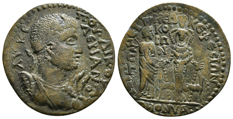 PHRYGIA. Hierapolis. Valerian I (253-260). Ae. Homonoia issue with Ephesus.
Obv:...