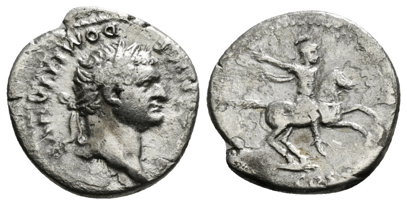 DOMITIAN (Caesar, 69-81). Denarius. Rome.
Obv: CAESAR AVG F DOMITIANVS.
Laureate...