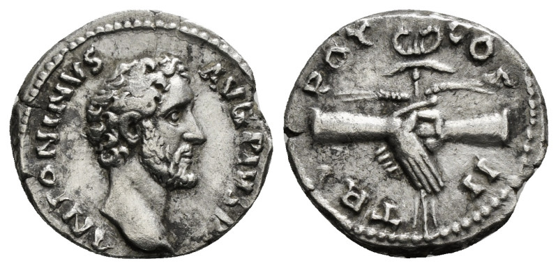 ANTONINUS PIUS (138-161). Denarius. Rome.
Obv: ANTONINVS AVG PIVS P P.
Bare head...