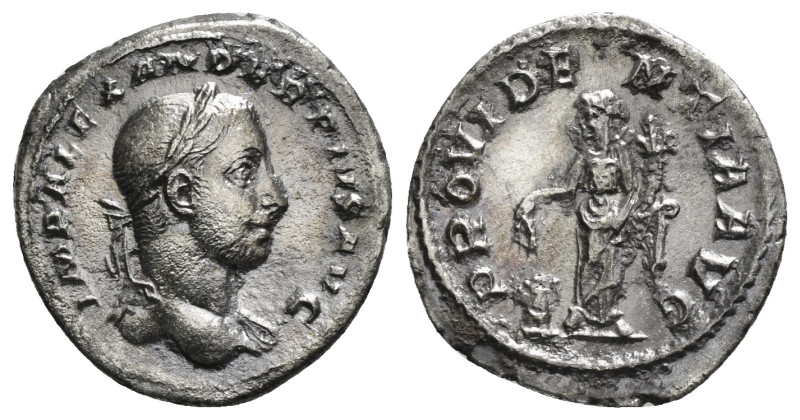 SEVERUS ALEXANDER (222-235). Denarius. Rome.
Obv: IMP ALEXANDER PIVS AVG.
Laurea...