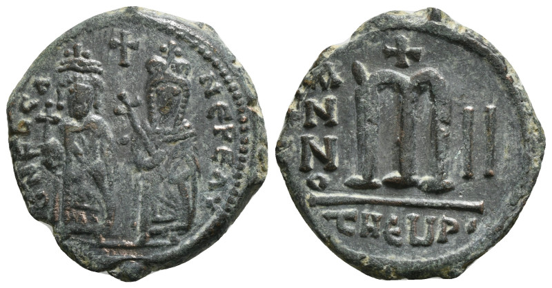 PHOCAS with LEONTIA (602-610). Follis. Theoupolis (Antioch). Dated RY 2 (603/4)....