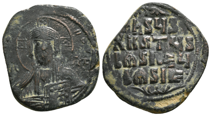 ANONYMOUS FOLLES. (976-1025). Follis. Constantinople.
Obv: + ЄMMANOVHΛ / IC - XC...