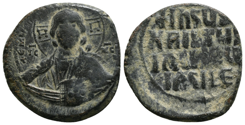 ANONYMOUS FOLLES. (976-1025). Follis. Constantinople.
Obv: + ЄMMANOVHΛ / IC - XC...