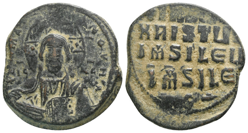 ANONYMOUS FOLLES. (976-1025). Follis. Constantinople.
Obv: + ЄMMANOVHΛ / IC - XC...