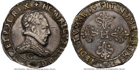 Henry III of France Franc d'Argent 1584-C AU Details (Mount Removed) NGC, Saint-Lô mint, Kop-10437, Dup-1130A. 13.85gm. Henry III of Valois was crowne...