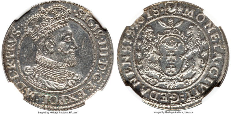 Danzig. Sigismund III 1/4 Taler (Ort) 1618-SA MS63 NGC, KM14, Kop-7494, Kopicki ...