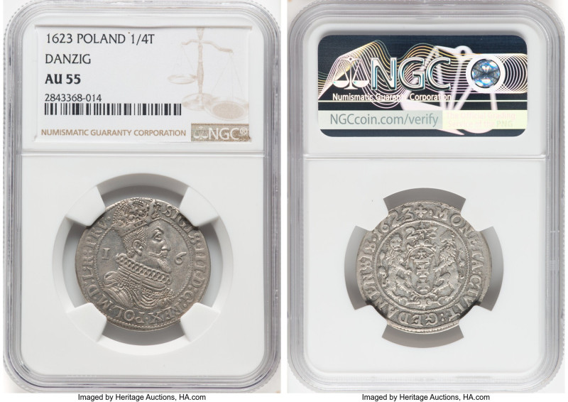Danzig. Sigismund III 1/4 Taler (Ort) 1623 AU55 NGC, KM15.1, Kop-7503, Kopicki (...
