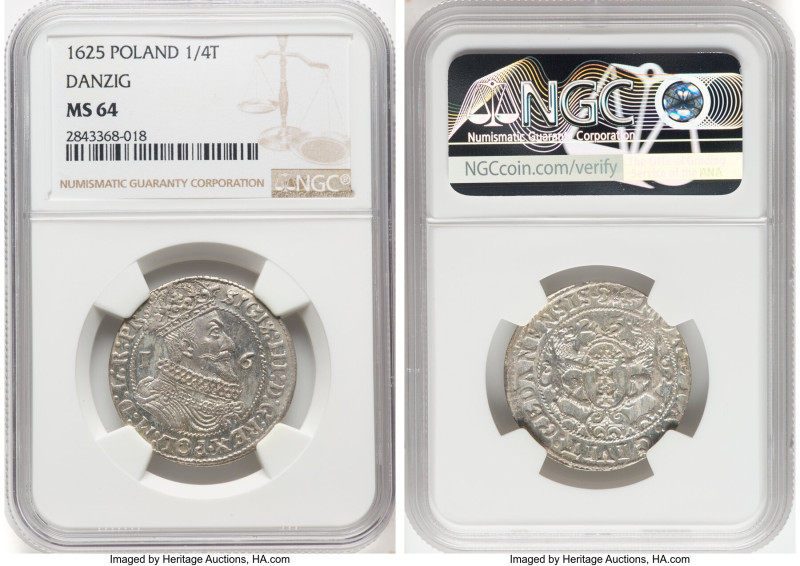 Danzig. Sigismund III 1/4 Taler (Ort) 1625 MS64 NGC, KM15.2, Kop-7506, Kopicki (...