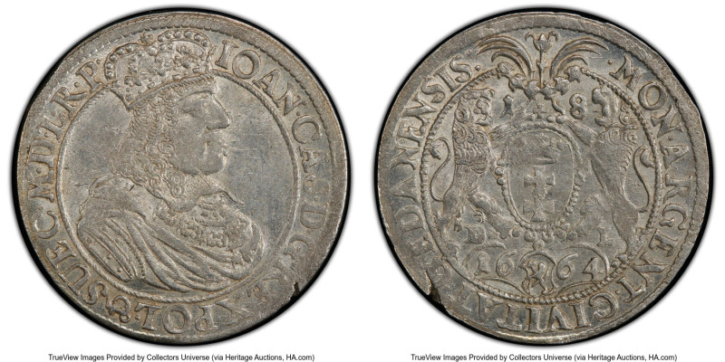 Danzig. Johann Casimir 1/4 Taler (Ort) 1664-DL MS61 PCGS, KM54, Kop-7632. An enc...