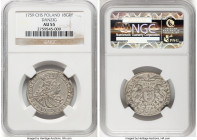 Danzig. August III 18 Groszy (Ort) 1759-CHS AU55 NGC, KM105, Kop-7766 (R3). An impressive "Ort" specimen from the reign of August III, displaying a lo...