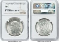 Republic 10 Zlotych 1932-(w) MS62 NGC, Warsaw mint, KM-Y22. An ever-appreciable type and one that always generates interest approaching Choice assignm...