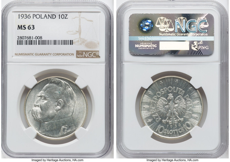 Republic 10 Zlotych 1936-(w) MS63 NGC, Warsaw mint, KM-Y29. HID09801242017 © 202...