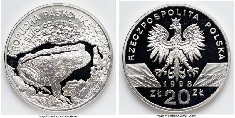 People's Republic silver Proof "Natterjack Toad" 20 Zlotych 1998 UNC, Warsaw min...