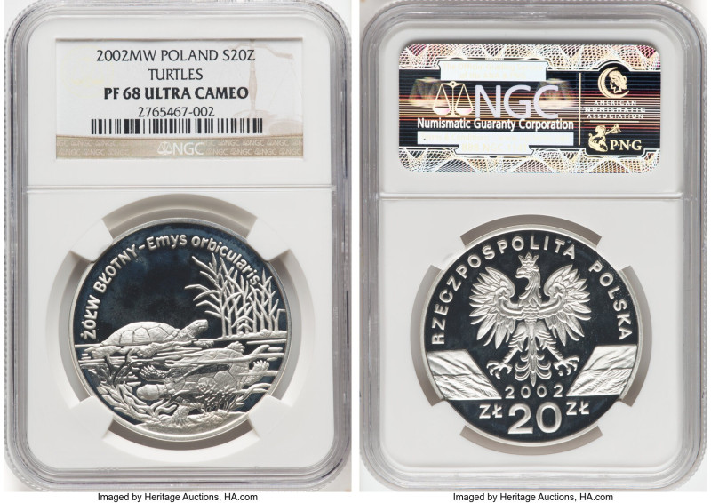 People's Republic silver Proof "Turtles" 20 Zlotych 2002-MW PR68 Ultra Cameo NGC...