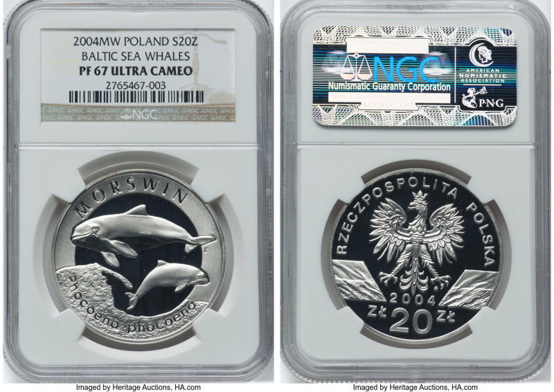 People's Republic silver Proof "Baltic Sea Whales" 20 Zlotych 2004-MW PR67 Ultra...