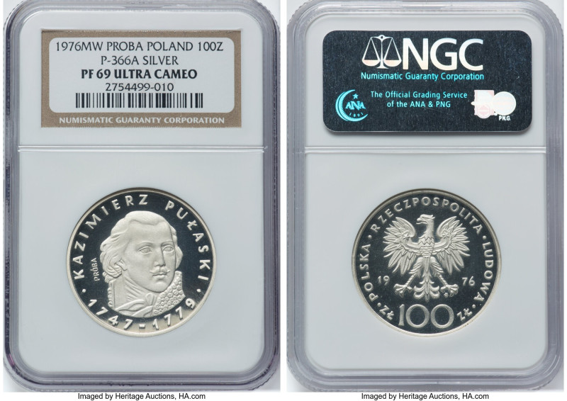 People's Republic silver Proof Proba "Kazimierz Pulaski" 100 Zlotych 1976-MW PR6...