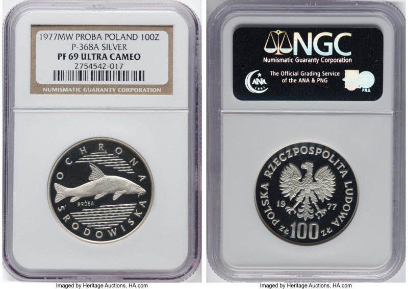 People's Republic silver Proof Proba "Fish" 100 Zlotych 1977-MW PR69 Ultra Cameo...