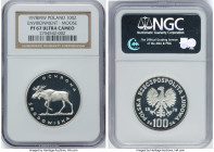 People's Republic silver Proof Proba "Moose" 100 Zlotych 1978-MW PR67 Ultra Cameo NGC, Warsaw mint, KM-Y93, Parchimowicz-281. Environmental Protection...
