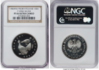 People's Republic silver Proof Proba "Cappercaillie" 100 Zlotych 1980-MW PR66 Ultra Cameo NGC, Warsaw mint, KM-Pr399, Parchimowicz-398a. Environmental...