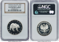 People's Republic silver Proof Proba "Bear" 100 Zlotych 1983-MW PR69 Ultra Cameo NGC, Warsaw mint, KM-Y147, Parchimowicz-295. Environmental Protection...