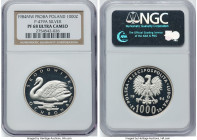People's Republic silver Proof Proba "Swan" 1000 Zlotych 1984-MW PR68 Ultra Cameo NGC, Warsaw mint, KM-Pr509, Parchimowicz-479a. Environmental Protect...