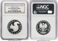 People's Republic silver Proof Proba "Squirrel" 1000 Zlotych 1985-MW PR69 Ultra Cameo NGC, Warsaw mint, KM-Pr526, Parchimowicz-482a. Mintage: 2,500. E...