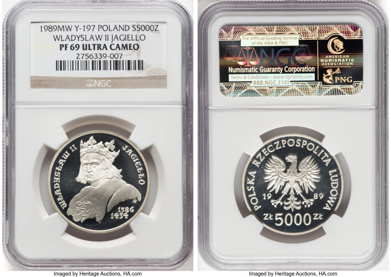 People's Republic silver Proof "Wladyslaw II Jagiello" 5000 Zlotych 1989-MW PR69...