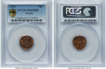 Free City Pfennig 1926 MS65 Red PCGS, Berlin mint, KM140, Parchimowicz-53b. A significantly elusive issue in a full-red color designation. The blazing...