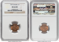 Free City Pfennig 1937 MS66 Red NGC, Berlin mint, KM140, Parchimowicz-53e. Last date of type, practically unlocatable above Gem AND also displaying fu...