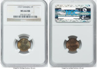 Free City Pfennig 1937 MS66 Red and Brown NGC, Berlin mint, KM140, Parchimowicz-53e. Among the finest certified by NGC, with two higher in the red and...