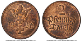 Free City 2 Pfennig 1926 MS63 Red and Brown PCGS, KM141. HID09801242017 © 2024 Heritage Auctions | All Rights Reserved