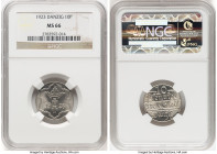 Free City 10 Pfennig 1923 MS66 NGC, Berlin mint, KM143, Parchimowicz-57. A "Top Pop" representative of this one-year type that would make a perfect tr...