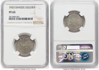 Free City Proof Gulden 1923 PR65 NGC, Berlin mint, KM145, Parchimowicz-61. A treasured type with a memorable design, consistently demanded in Gem Proo...