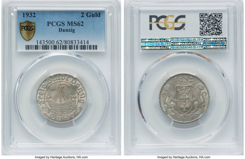 Free City 2 Gulden 1932 MS62 PCGS, KM155. HID09801242017 © 2024 Heritage Auction...