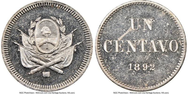 Republic copper-nickel Specimen Pattern Centavo 1892 SP63 Ultra Cameo NGC, cf. K...