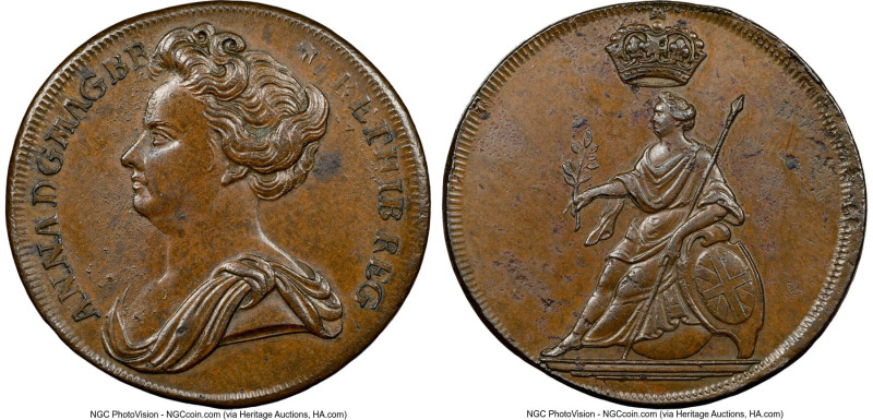 Anne copper Pattern Restrike 1/2 Penny ND (c. 1737-1745) MS62 Brown NGC, KM566, ...