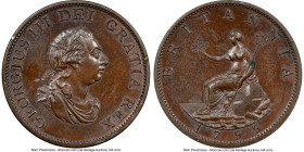 George III bronzed Proof Pattern 1/2 Penny 1799-SOHO PR62 Brown NGC, Soho mint, Peck-1234. Accompanied by a Noonans tag. HID09801242017 © 2024 Heritag...