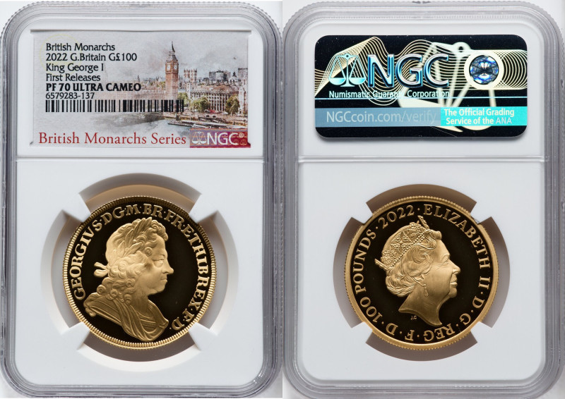 Elizabeth II gold Proof "King George I" 100 Pounds (1 oz) 2022 PR70 Ultra Cameo ...
