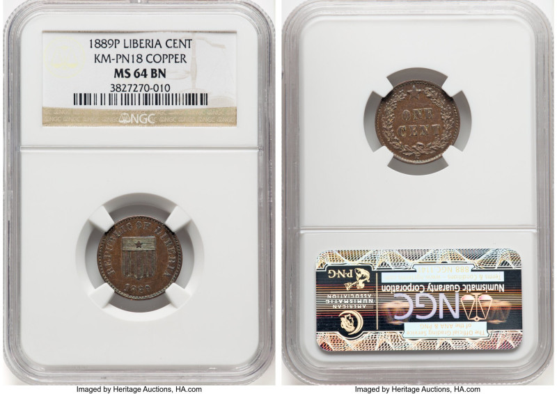 Republic Pattern Cent 1889 MS64 Brown NGC, KM-Pn18. From the Dingo Collection HI...
