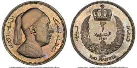 Idris I 5-Piece Certified Proof Set 1952 PCGS, 1) 2 Piastres - PR64, KM5 2) Piastre - PR64, KM4 3) 5 Millièmes - PR64 Red and Brown, KM3 4) 2 Millième...