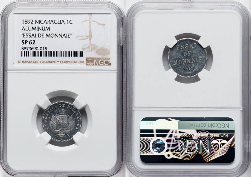 Republic aluminum Specimen Essai Centavo 1892 SP62 NGC, KM-Unl. The reverse of t...
